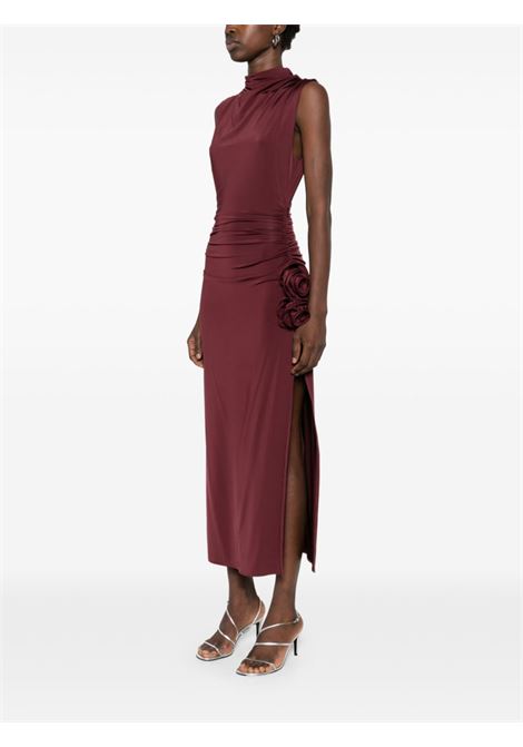 Burgundy draped roll-neck midi dress Magda butrym - women MAGDA BUTRYM | 235425BRD